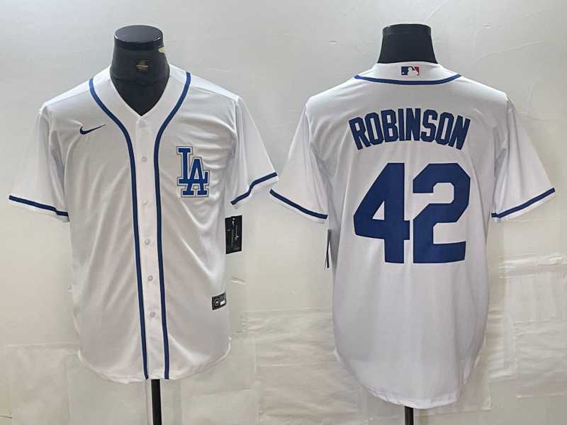 Men%27s Los Angeles Dodgers #42 Jackie Robinson White Cool Base Stitched Baseball Jersey